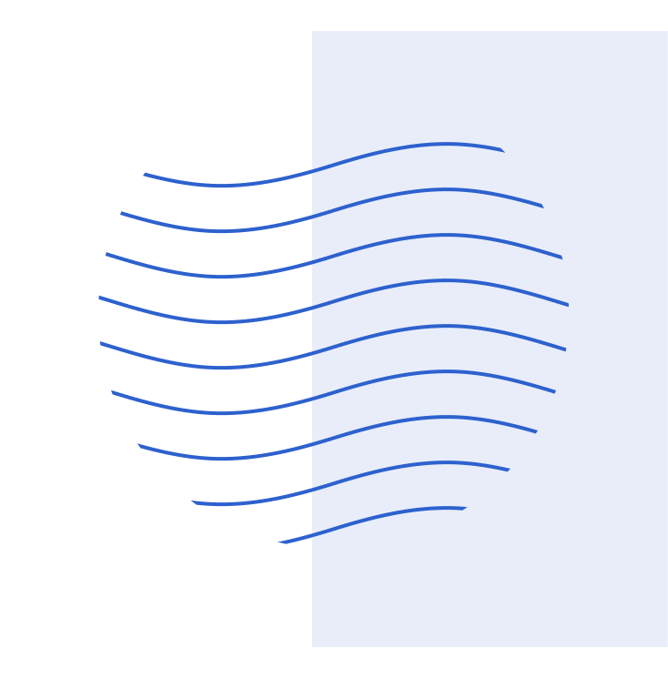 Waves in a circular format with a rectangle behind.